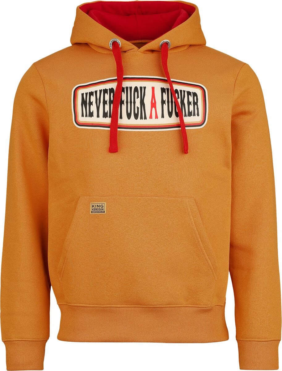 King Kerosin Never fuck a Fucker Hoodie Hoodie orange - Image 2