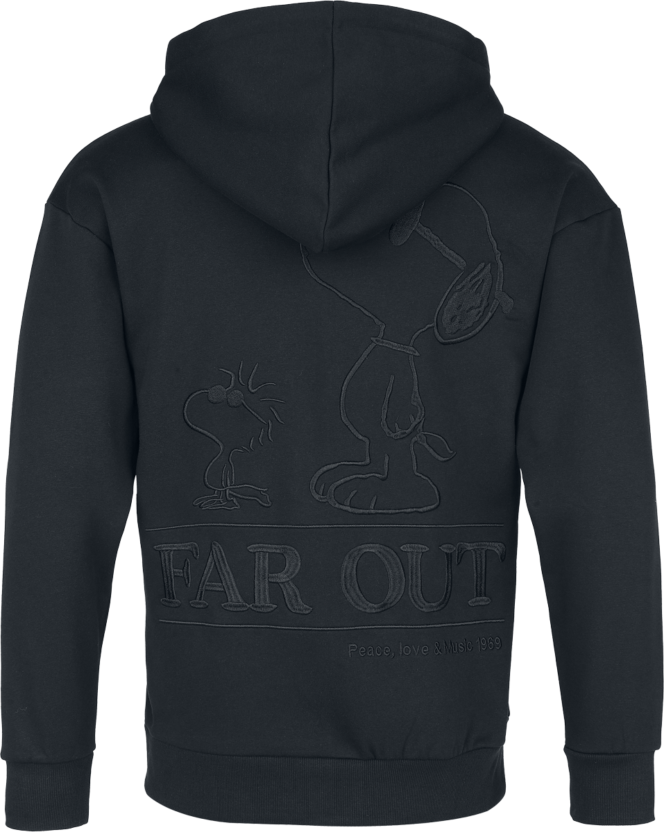 Peanuts Snoopy and Woodstock - Far out Hoodie Jacket black - Image 3