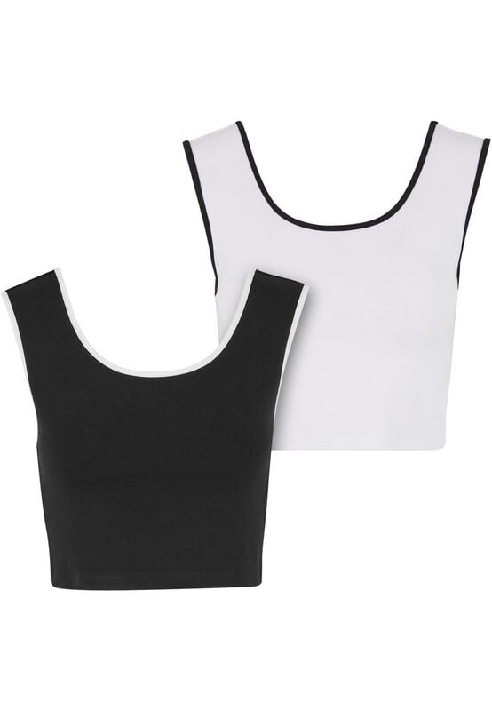 Urban Classics Ladies Contrast Crop Top (2-pack) Top black white - Image 2