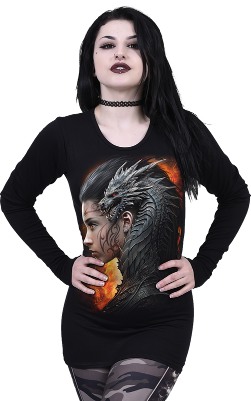 Spiral Draco Queen - Long-sleeved Top Long-sleeve Shirt black - Image 3