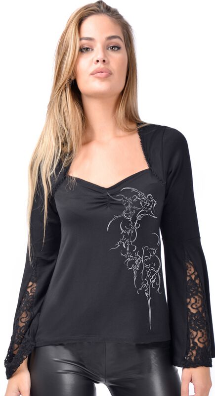Outer Vision Angel Prayer - Women's Top - Azahara Long-sleeve Shirt black - Image 2