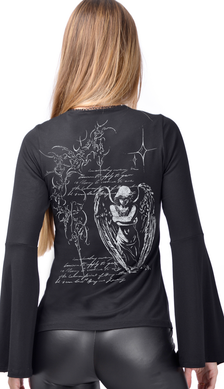 Outer Vision Angel Prayer - Women's Top - Azahara Long-sleeve Shirt black - Image 3