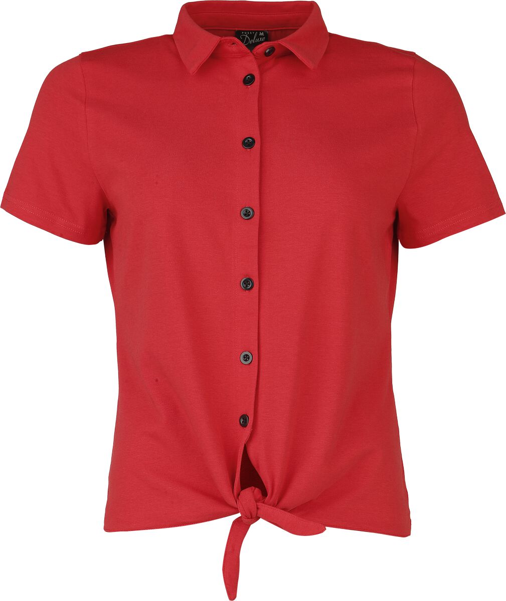 Pussy Deluxe Asia Dreams Cat Fan Binding Blouse Short-sleeved Shirt red - Image 2