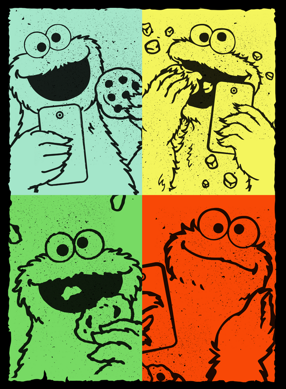 Sesame Street Cookie Monster - Vintage Art T-Shirt black - Image 3