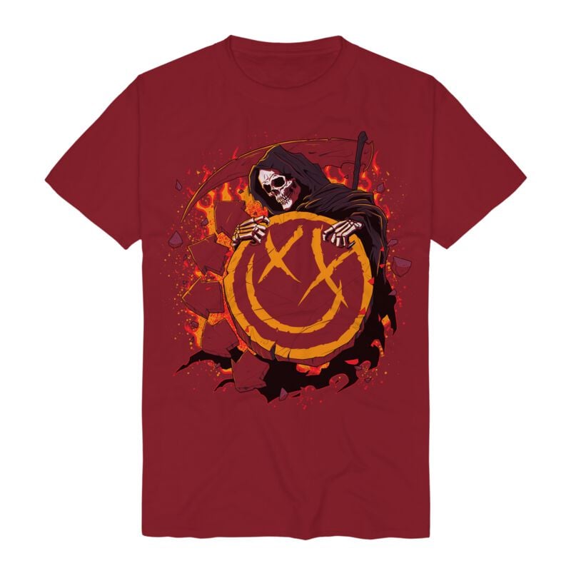 Blink 182 Reaper Smile T-Shirt red - Image 2
