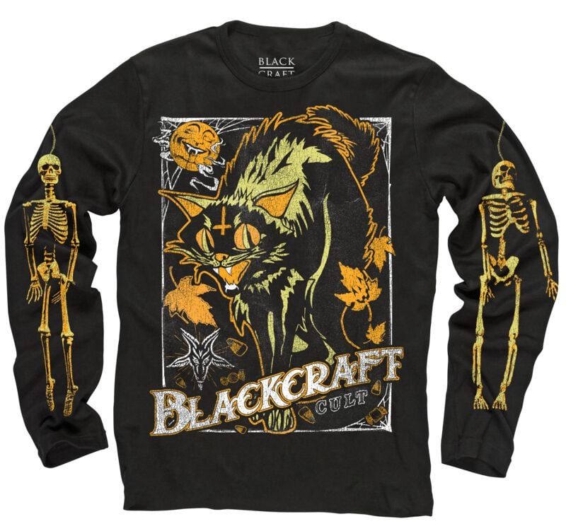 Blackcraft Cult Vintage Halloween Cat Long-sleeve Shirt black - Image 2