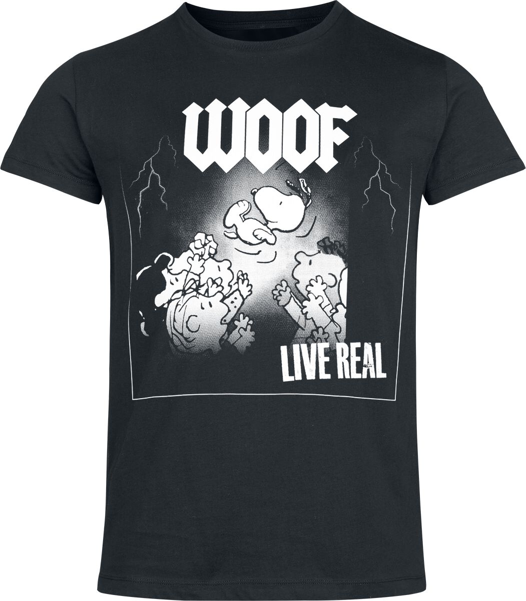 Peanuts Woof - Live Real T-Shirt black - Image 2