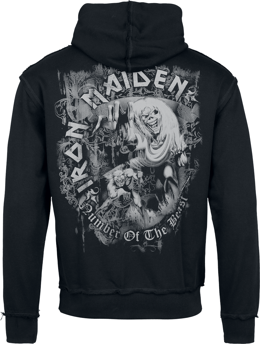 Iron Maiden Logo Hoodie black grey - Image 3