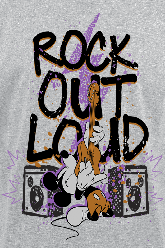 Mickey Mouse Rock out loud T-Shirt mottled grey - Image 3