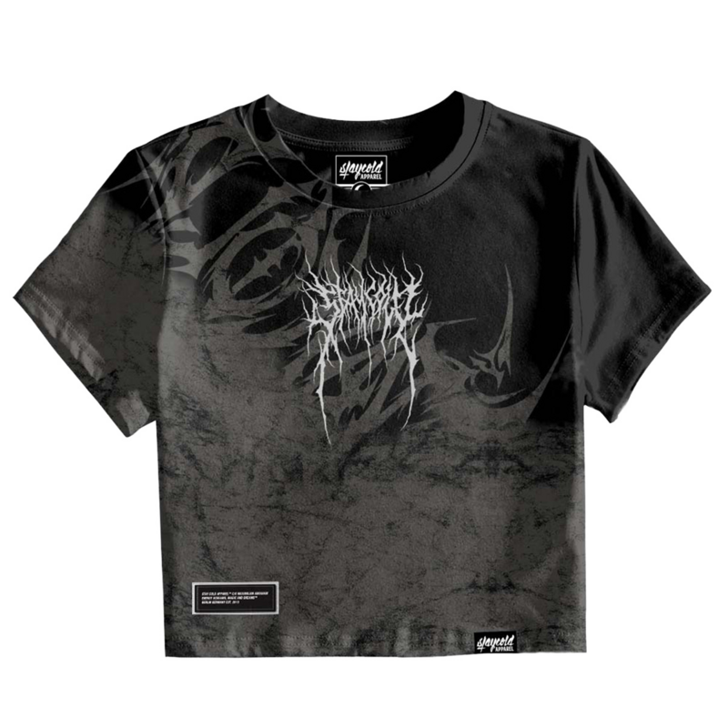 Stay Cold Apparel Trinity (custom) - Cropped T-shirt (200GSM) T-Shirt black grey - Image 3