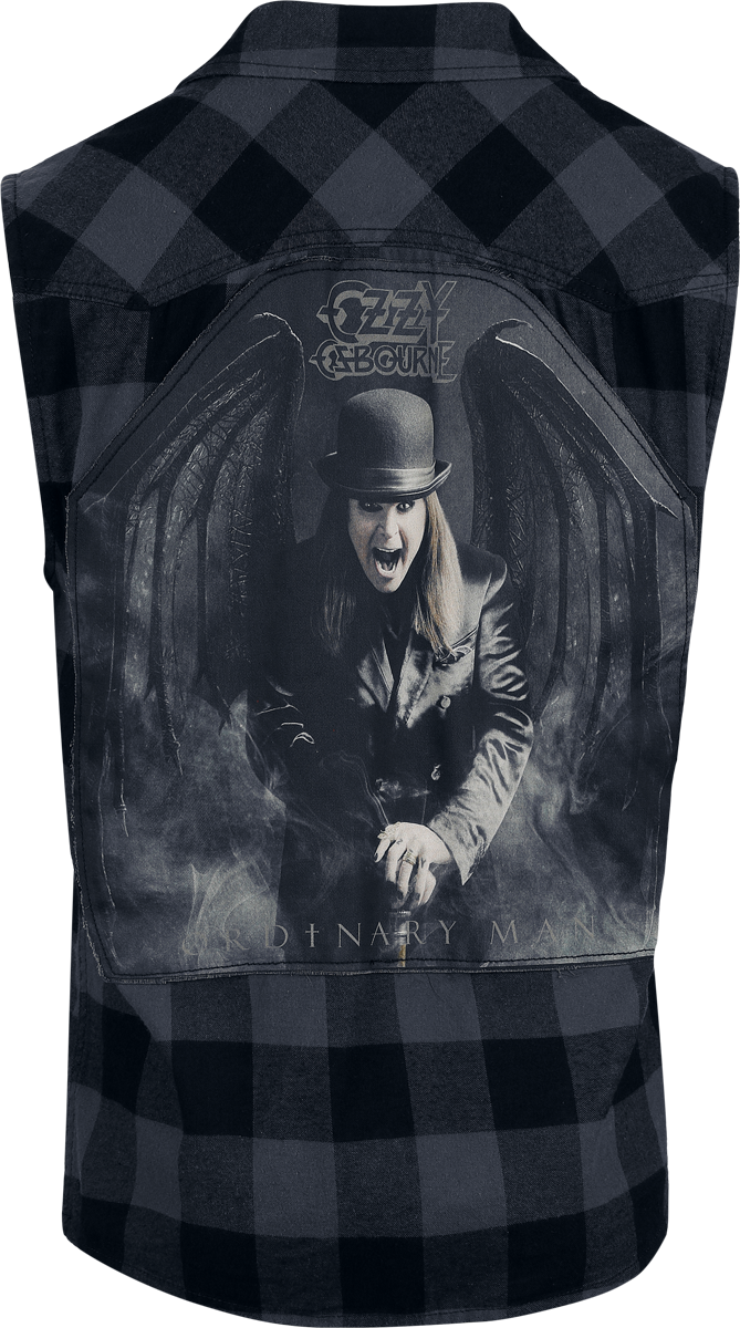 Ozzy Osbourne Ozzy Sleeveless Checkshirt Short-sleeved Shirt black grey - Image 3