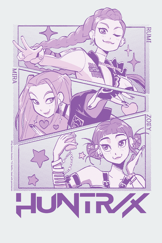 KPop Demon Hunters Huntrix Manga Panels Oversized T-shirt white - Image 3