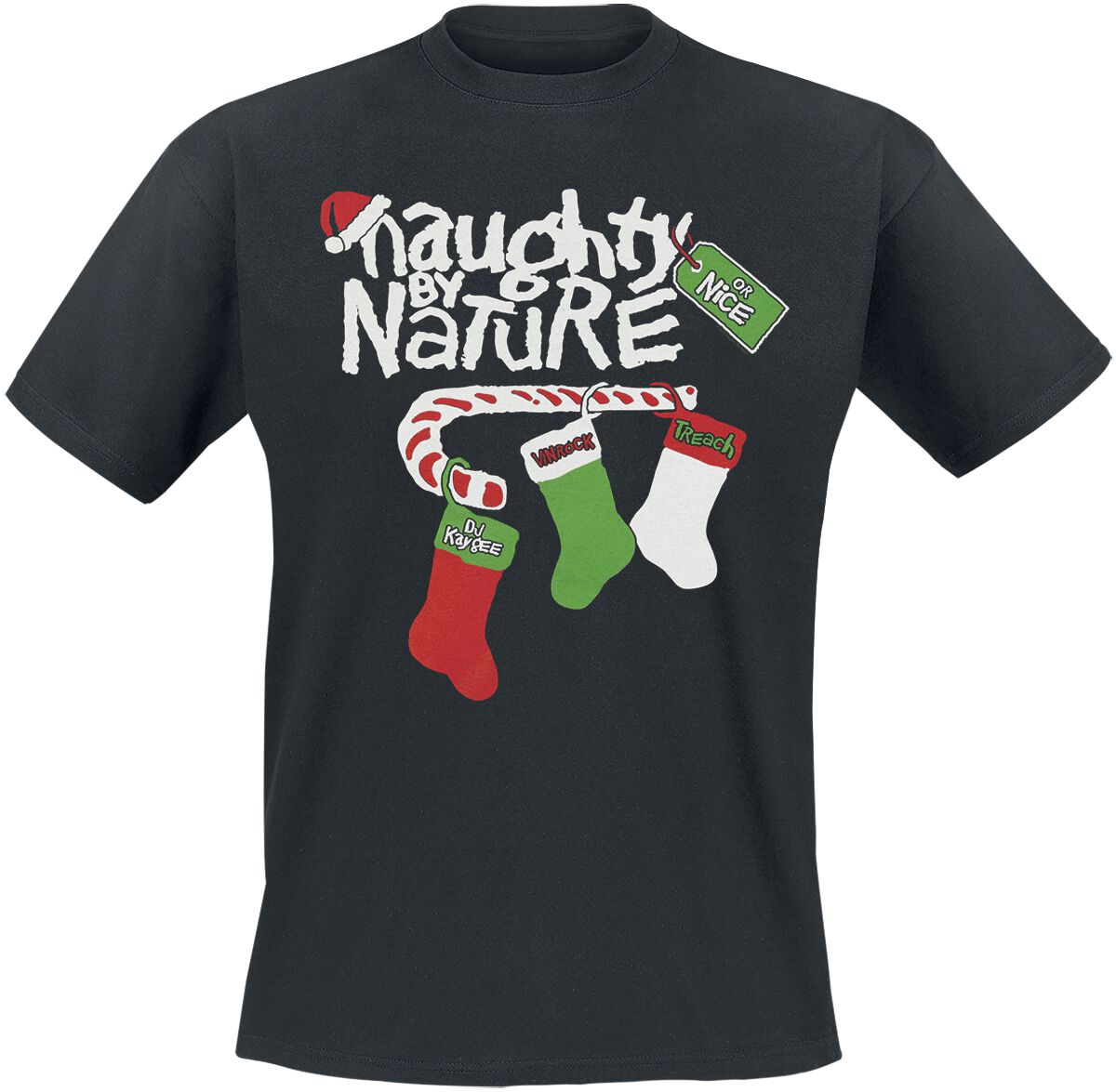 Naughty by Nature Candy Cane Logo T-Shirt black - Image 2