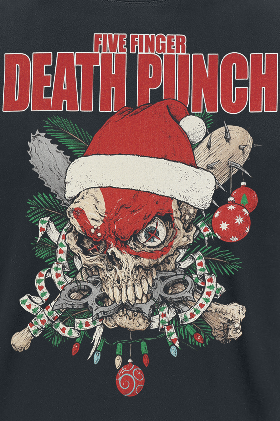 Five Finger Death Punch RAF Knucklehead Xmas T-Shirt black - Image 3
