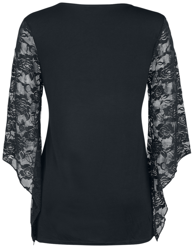 Spiral Celtic Dragon - Long-sleeved Top with lace details Long-sleeve Shirt black - Image 3