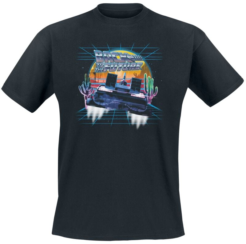 Back To The Future Retro Neon Desert T-Shirt black - Image 2