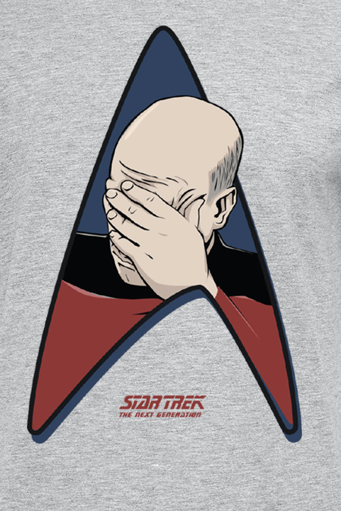 Star Trek Jean-Luc Picard - Facepalm T-Shirt mottled grey - Image 3