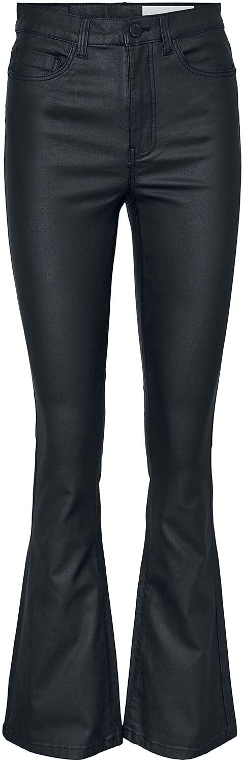 Noisy May Sallie High Waist Flare Coated Trousers Imitation Leather Trousers black - Image 2