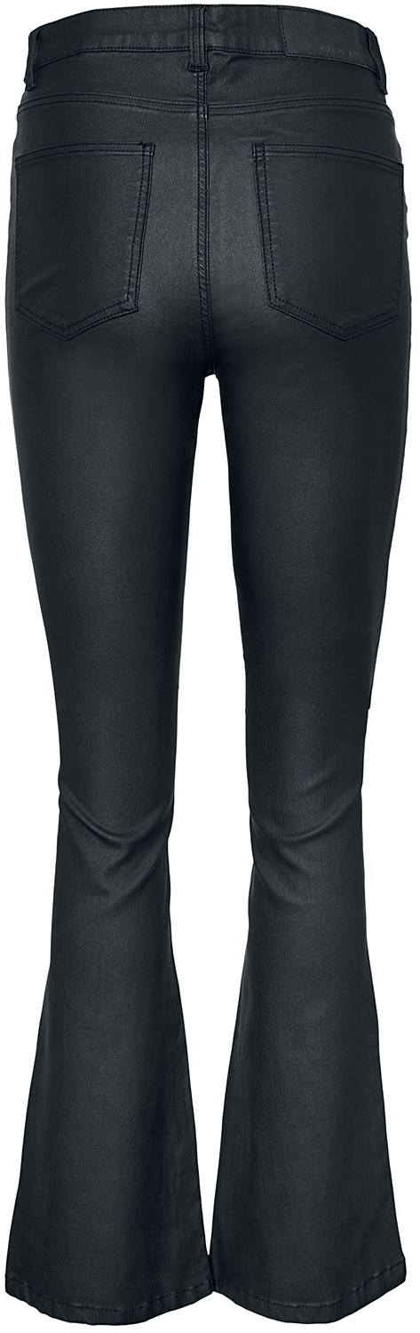 Noisy May Sallie High Waist Flare Coated Trousers Imitation Leather Trousers black - Image 3