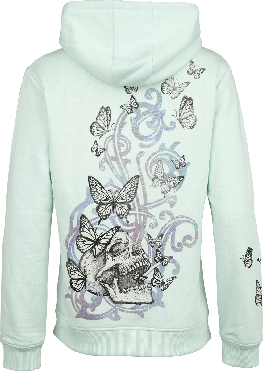Full Volume by EMP Zip Hoodie with butterflies and skulls Hoodie Jacket mint - Image 3