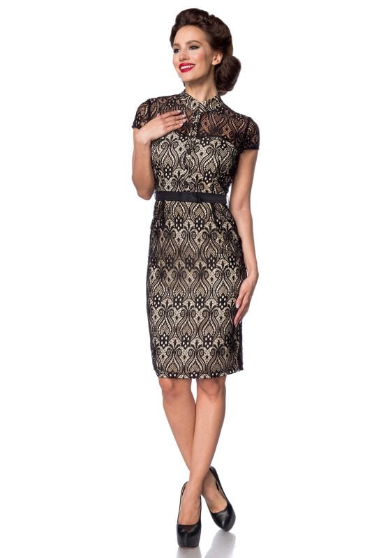 Belsira Lace Dress Midi Dress black beige - Image 2
